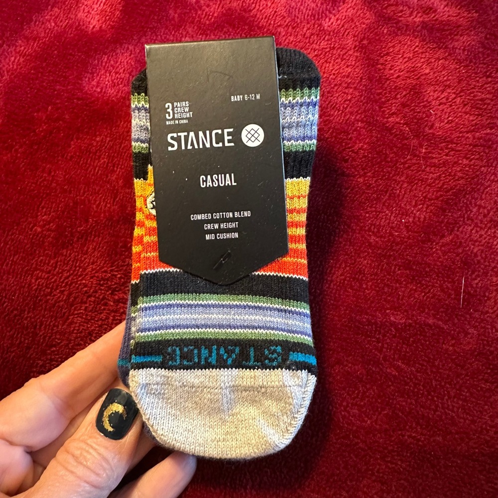 Stance Rockford Baby Crew Socks 3 Pack 6-12 Months Indigo Multi Color B110A25RO6